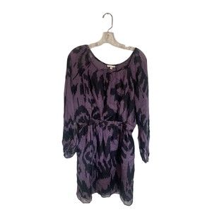 Anthropologie 100% Silk Shoshanna Dress Long Sleeve Purple Sz 8